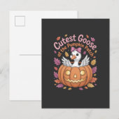 Schattigee gans bij de Pumpkin Patch Thanksgiving Uitnodiging Briefkaart (Voorkant / Achterkant)