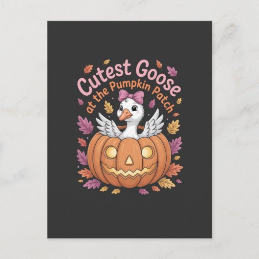 Schattigee gans bij de Pumpkin Patch Thanksgiving Uitnodiging Briefkaart (Voorkant)