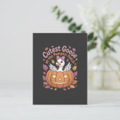 Schattigee gans bij de Pumpkin Patch Thanksgiving Uitnodiging Briefkaart (Staand voorkant)