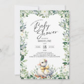 Schattigee Gans met Boog Baby shower Uitnodiging (Voorkant)