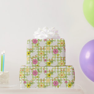 Schattigee ganzen met handgetekende bloemen - Gree Cadeaupapier