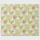 Schattigee ganzen met handgetekende bloemen - Gree Cadeaupapier (Vlak)