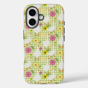 Schattigee ganzen met handgetekende bloemen - Gree iPhone 16 Hoesje