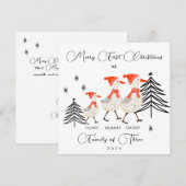 Schattigee ganzenfamilie van drie eerste kerstdage feestdagenkaart (Voorkant / Achterkant)