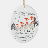 Schattigee ganzenfamilie van vier eerste kerstdage keramisch ornament (Rechts)