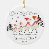 Schattigee ganzenfamilie van vier eerste kerstdage keramisch ornament (Achterkant)
