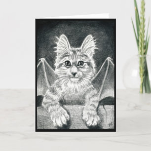Schattigee Gargoyle Cat zwart wit Halloween kaart
