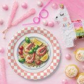 Schattigee garnalen pasta liefhebbers diner papieren bordje (Feest)