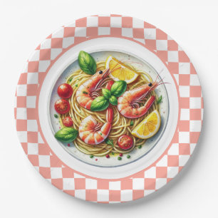 Schattigee garnalen pasta liefhebbers diner papieren bordje