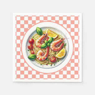 Schattigee garnalen pasta liefhebbers diner servet