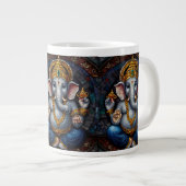 Schattigee Garnesh God in olifant vorm blauw mozaï Grote Koffiekop (Voorkant rechts)