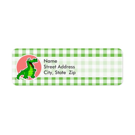 Schattigee Gator; Groene Gingham Etiket (Voorkant)