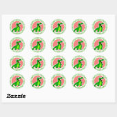 Schattigee Gator; Groene Gingham Ronde Sticker (Vel)