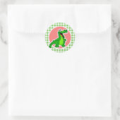 Schattigee Gator; Groene Gingham Ronde Sticker (Tas)