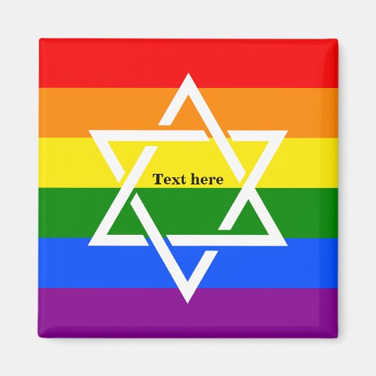 Schattigee Gay Regenboog Vlag Joodse Star of David Magneet (Voorkant)
