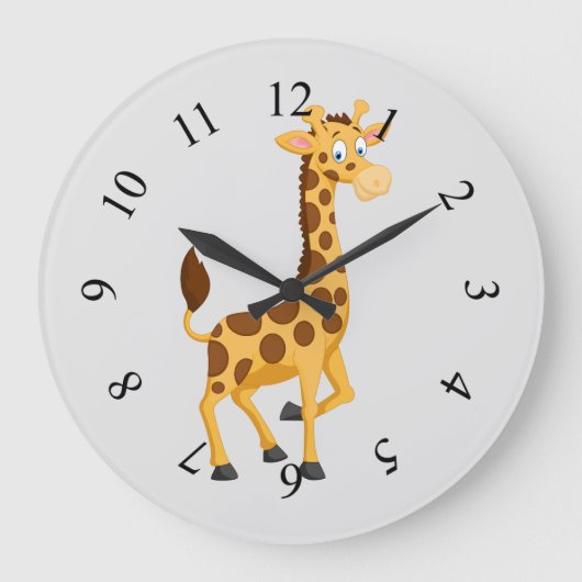 Schattigee geanimeerde giraffe grote klok (Voorkant)
