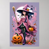 Schattigee geanimeerde halloween heks poster (Voorkant)
