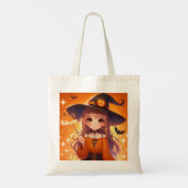 Schattigee geanimeerde halloween heks tote bag (Achterkant)