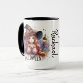 Schattigee geanimeerde heks met vleermuizen gepers mok (Voorkant links)