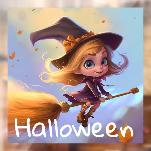 Schattigee geanimeerde vliegende heks raamsticker (Vel 2)