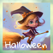 Schattigee geanimeerde vliegende heks raamsticker (Vel 3)