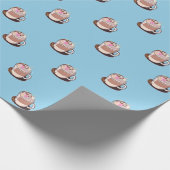 Schattigee geanimeerde warme chocolademarshmallows cadeaupapier (Hoek)