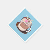 Schattigee geanimeerde warme chocolademarshmallows servet (Hoek)