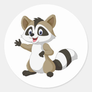 Schattigee geanimeerde wasbeer ronde sticker