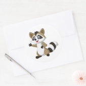 Schattigee geanimeerde wasbeer ronde sticker (Envelop)