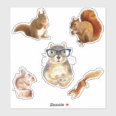 Schattigee geassorteerde eekhoorn Sticker pack (Vel)