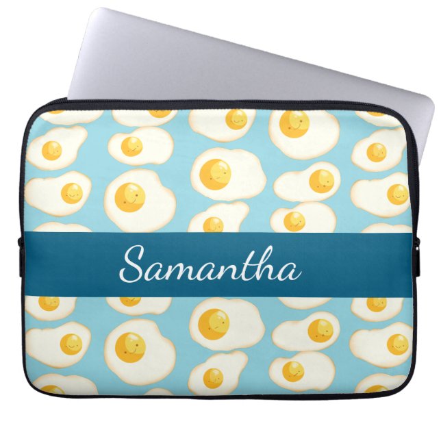Schattigee gebakken eieren laptop sleeve (Voorkant)