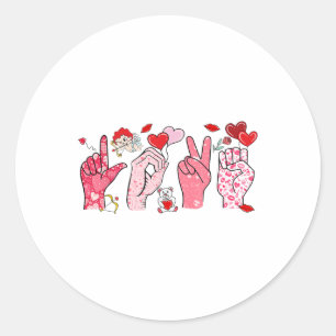 Schattigee Gebarentaal ASL Hand Heart Valentijnsda Ronde Sticker