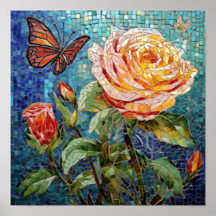 Schattigee Geboorte Bloemist Boeket Roos Poster