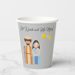 Schattigee Geboorte Eet Drink Wees Vrolijk Kerstfe Papieren Bekers