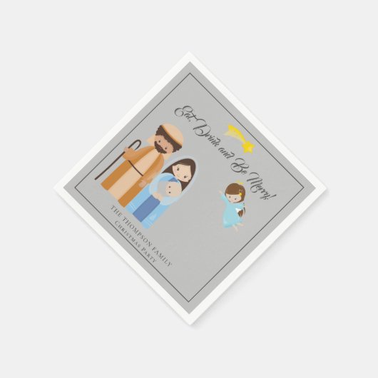 Schattigee Geboorte Eet Drink Wees Vrolijk Kerstfe Servet (Hoek)