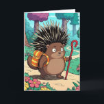 Schattigee geboortedag van Porcupine Son Kaart<br><div class="desc">Een schattig stekelvarken wandelen langs een proef in de bossen. Een leuke verjaardagskaart voor je zoon.</div>