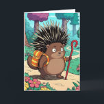 Schattigee geboortedag van Porcupine Son Kaart<br><div class="desc">Een schattig stekelvarken wandelen langs een proef in de bossen. Een leuke verjaardagskaart voor je zoon.</div>