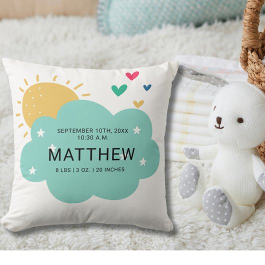 Schattigee Geboortestatistieken Pasgeboren Baby Si Kussen