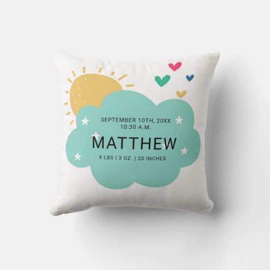 Schattigee Geboortestatistieken Pasgeboren Baby Si Kussen (Achterkant)