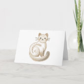 Schattigee geborduurde Boho Kitty Cat Blank Kaart (Voorkant)
