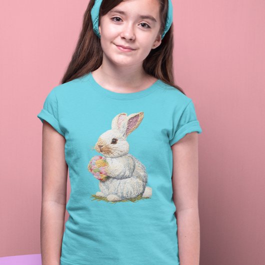 Schattigee geborduurde look Paashaas T-shirt