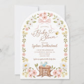 Schattigee Gebreide Bloemen Woodland Beer Baby Mei Kaart (Voorkant)