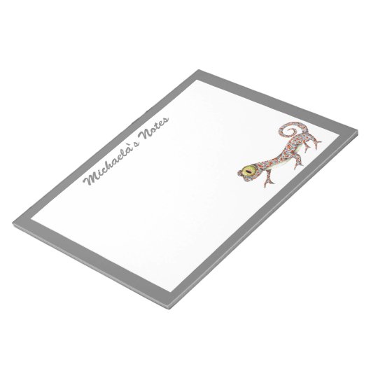 Schattigee Gecko gepersonaliseerd Notitieblok (Schuin)
