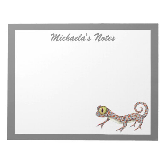 Schattigee Gecko gepersonaliseerd Notitieblok (Voorkant)