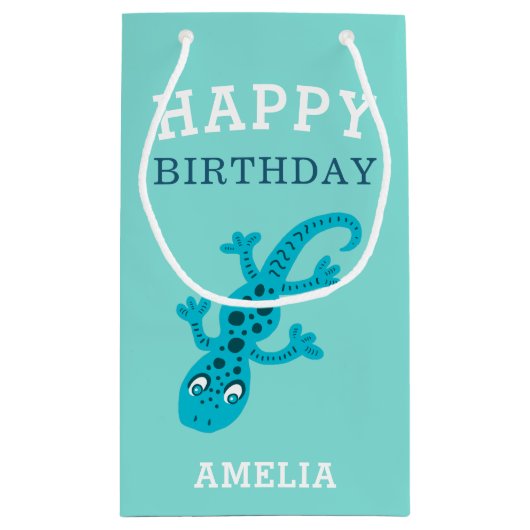 Schattigee Gecko Hagedis Blue Boy Kids Verjaardag Klein Cadeauzakje (Achterkant)