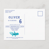 Schattigee Gecko Hagedis Blue Kids Verjaardagsfees Uitnodiging Briefkaart (Achterkant)