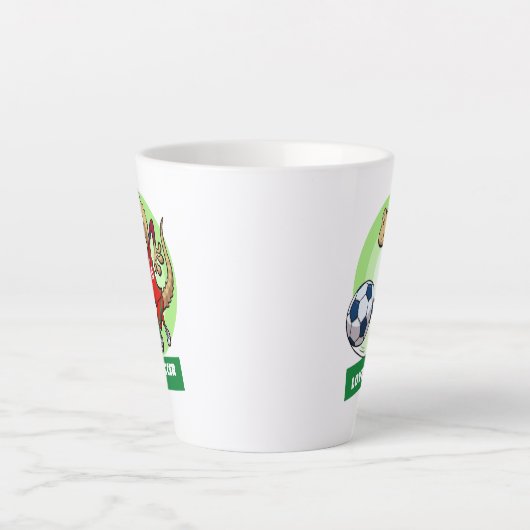 Schattigee Gecko Love Voetbal Funny Voetbalspeler Latte Mok (Voorkant)