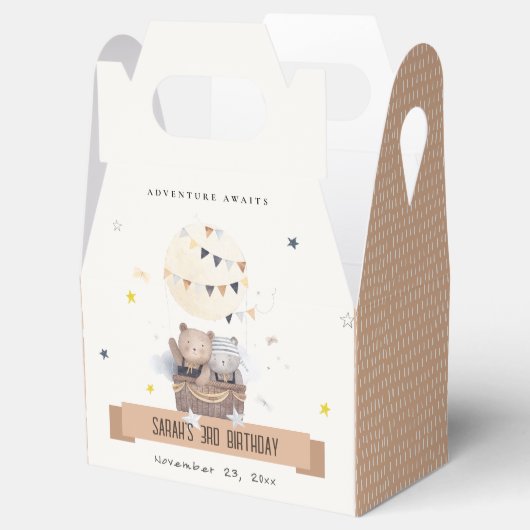 Schattigee gedempte Teddy heteluchtballon Kids Ver Bedankdoosjes (Geopend)