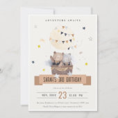 Schattigee gedempte Teddy heteluchtballon Kids Ver Kaart (Voorkant)