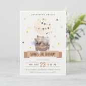 Schattigee gedempte Teddy heteluchtballon Kids Ver Kaart (Staand voorkant)